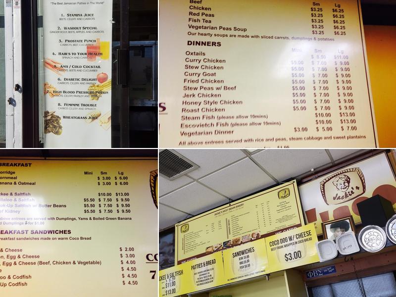 Jackie's West Indian Bakery Menu