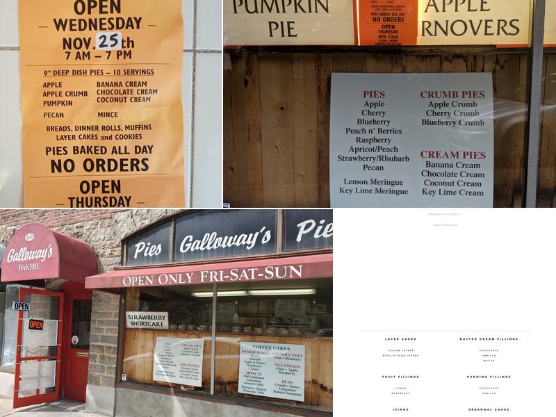 Galloway’s Bakery Menu