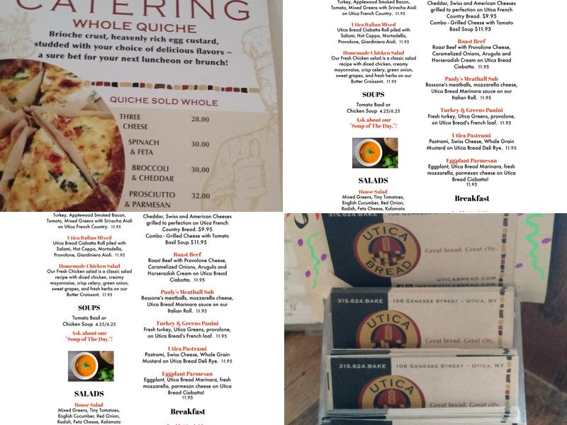Utica Bread Menu
