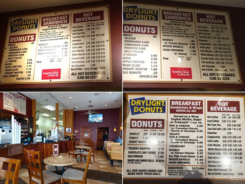 Daylight Donuts Menu
