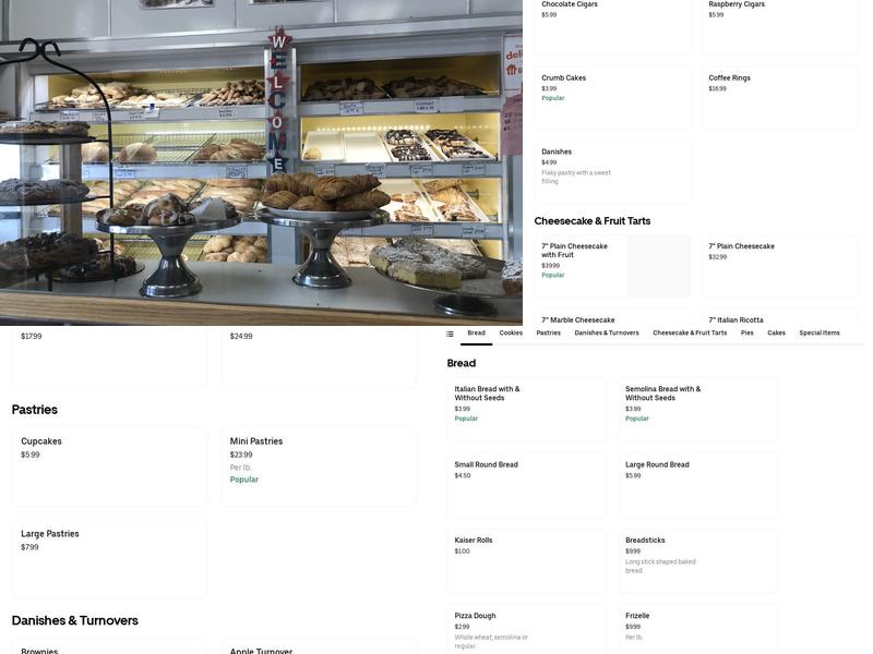 Italian American Bakery Menu