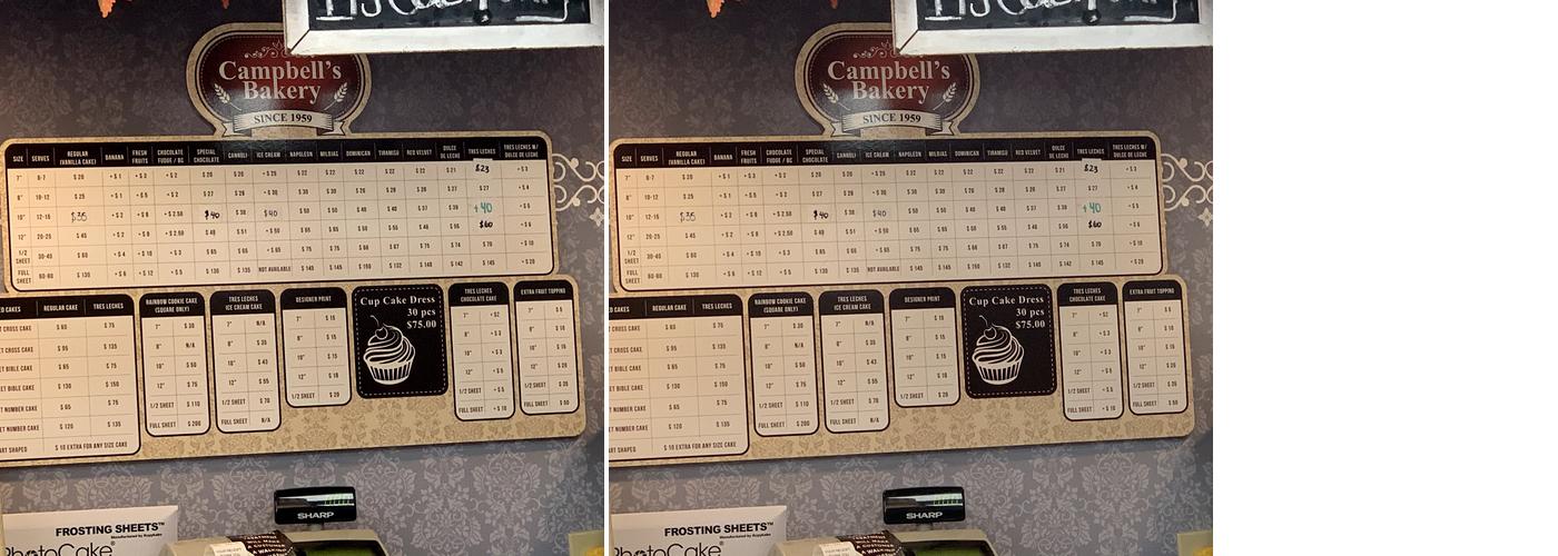 Campbell's Bakery Menu
