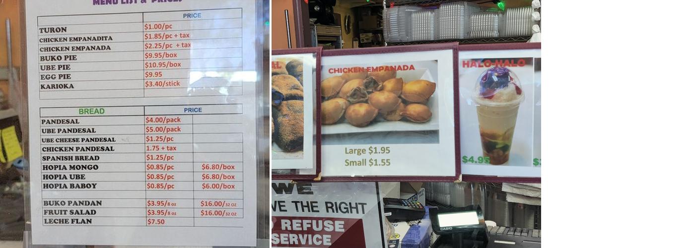 Kalahi Bakery Menu