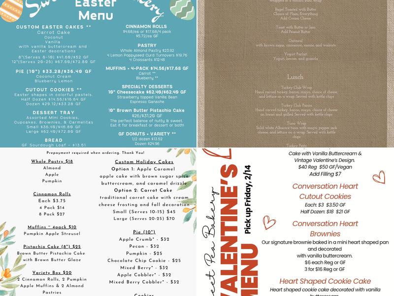 Sweet Pea Bakery Menu
