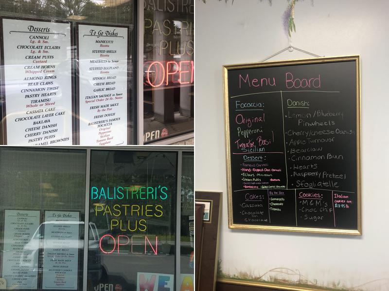 Balistreri's Pastries Plus Menu