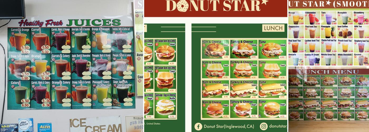 Donut Star Menu