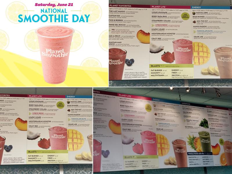 Planet Smoothie Menu