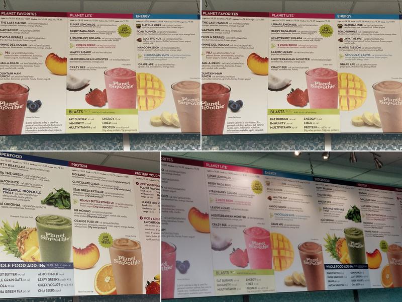 Planet Smoothie Menu