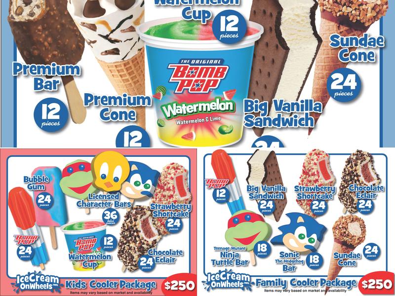 Ice Cream On Wheels of Los Angeles Menu