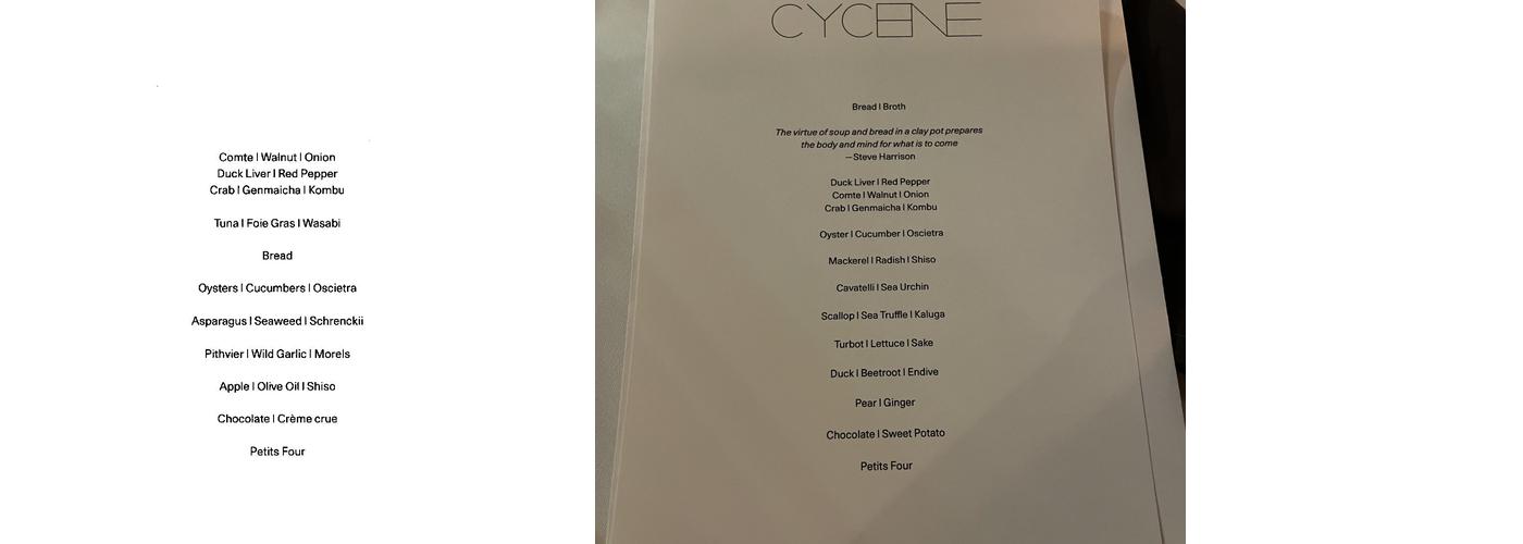Cycene Menu