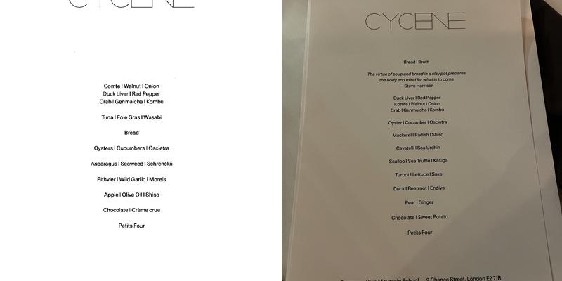 Cycene Menu