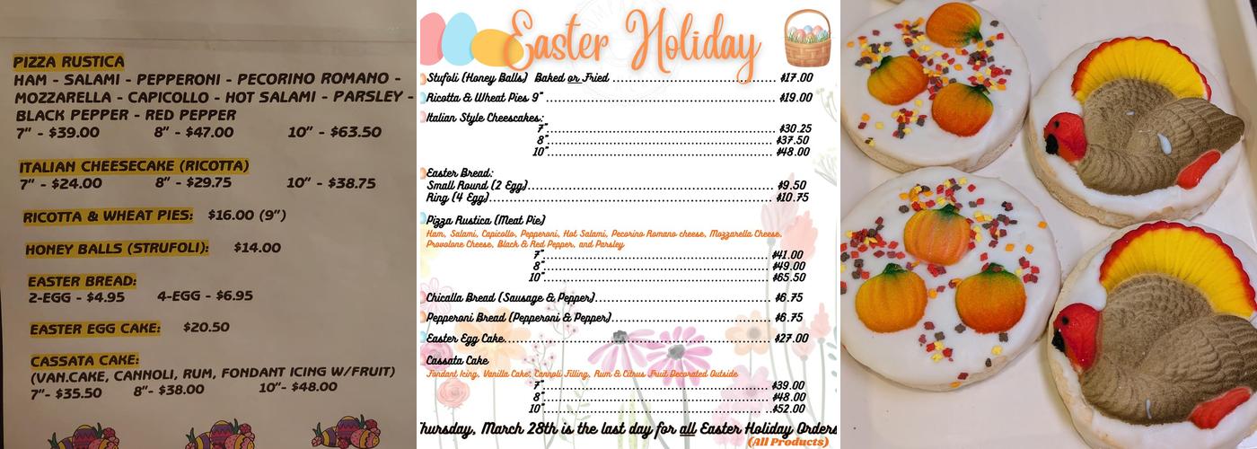 Comparetto Bakery Menu