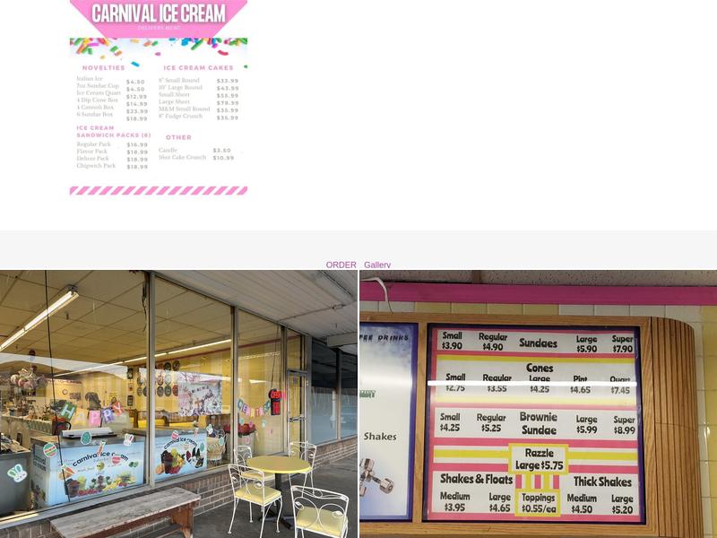 Carnival Ice Cream Menu