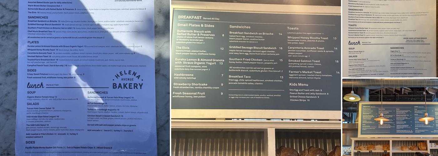 Helena Avenue Bakery Menu