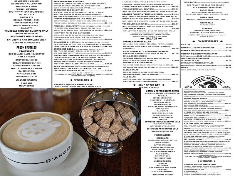 D'Angelo Bread Menu