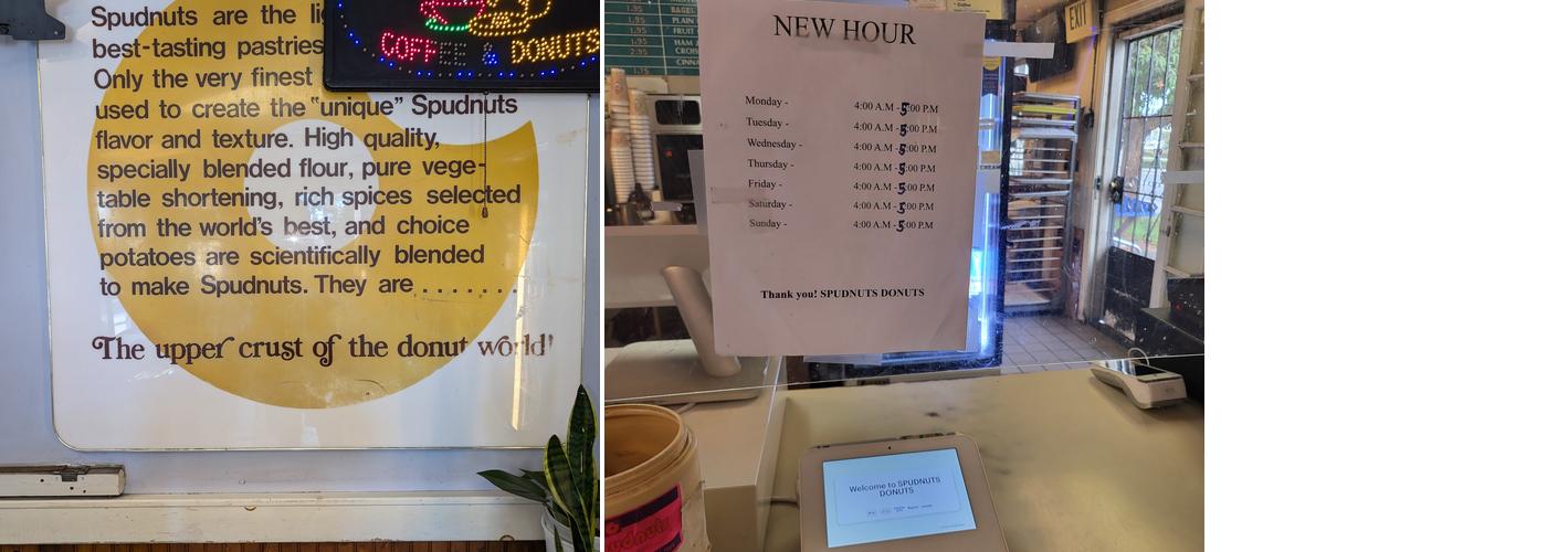 Spudnuts Donuts Menu