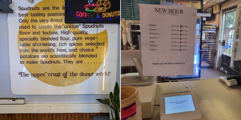 Spudnuts Donuts Menu