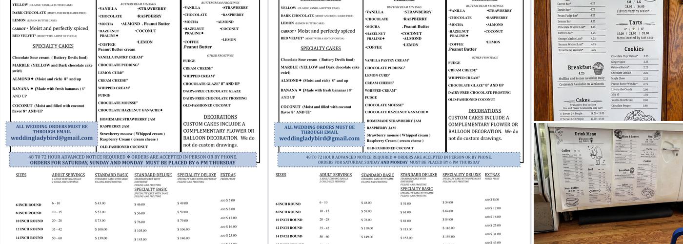 Ladybird Bakery Menu