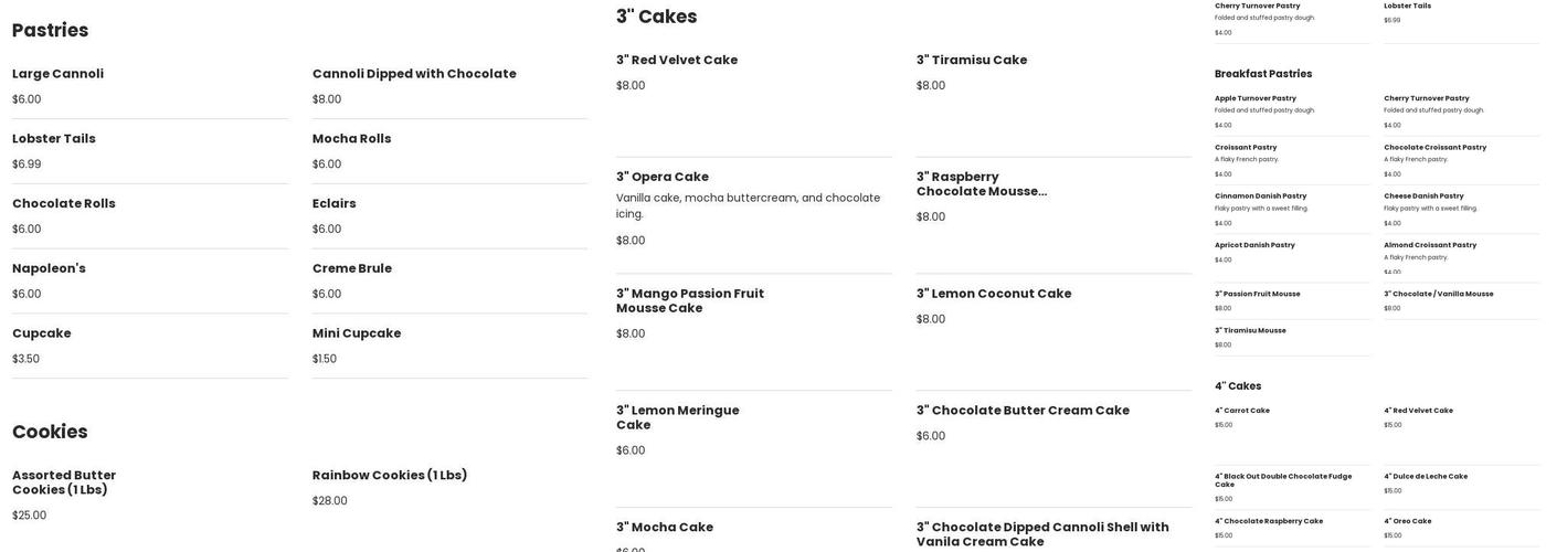 Settepani Bakery Menu