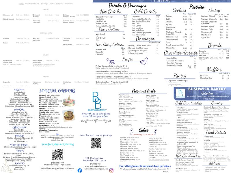 Bushwick Bakery Menu