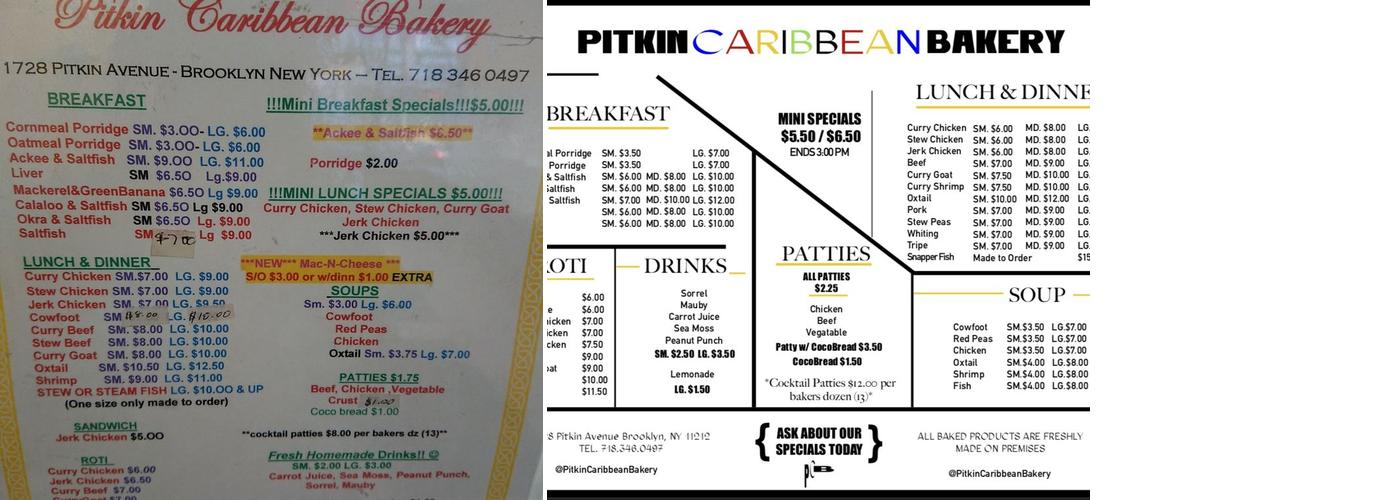 Pitkin Caribbean Menu
