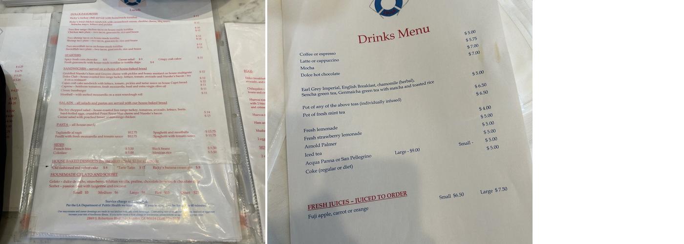 Dolce Isola - The Ivy Bakery Menu