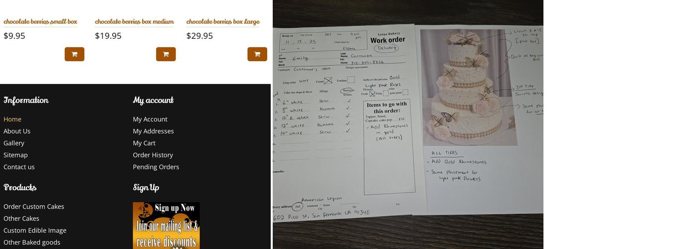 Lotus Bakery Menu