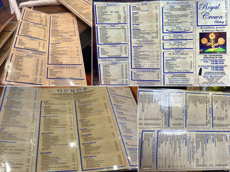 Royal Crown Bakery Menu