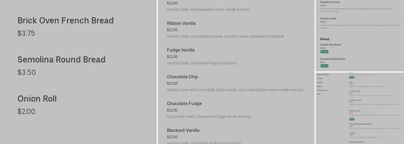 Amici Bakery Menu