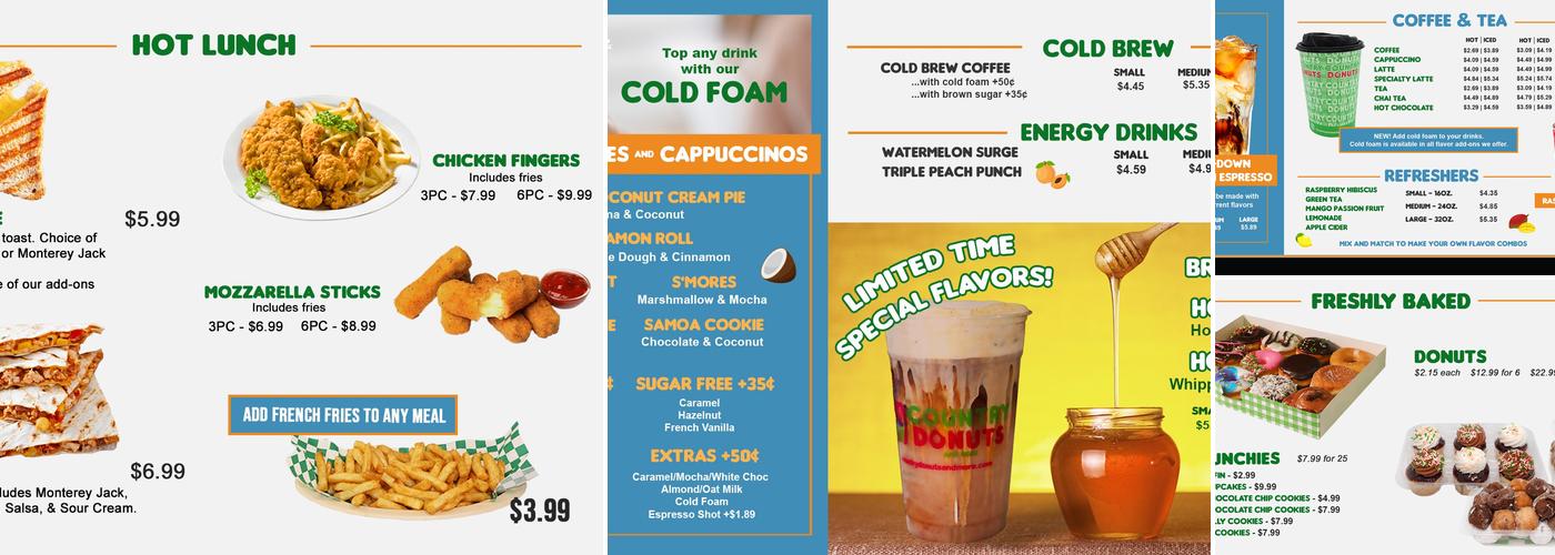 Country Donuts Menu