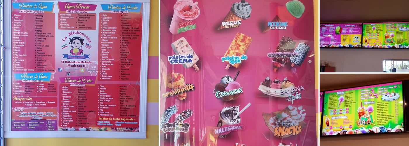 La Michoacana Ice Cream Parlor Menu