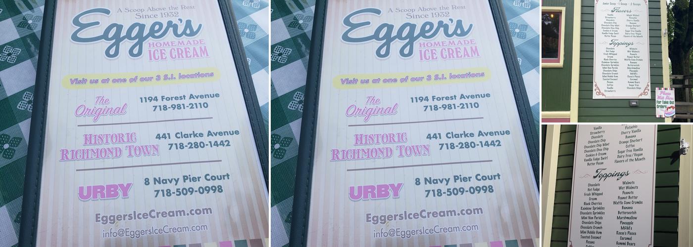 Egger's Ice Cream Parlor - Richmond Town Menu