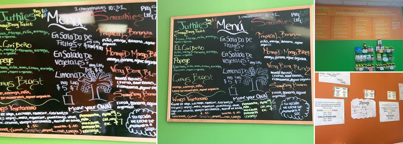 Nature's Blendz Menu