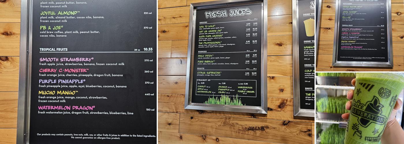 Juice Generation Menu