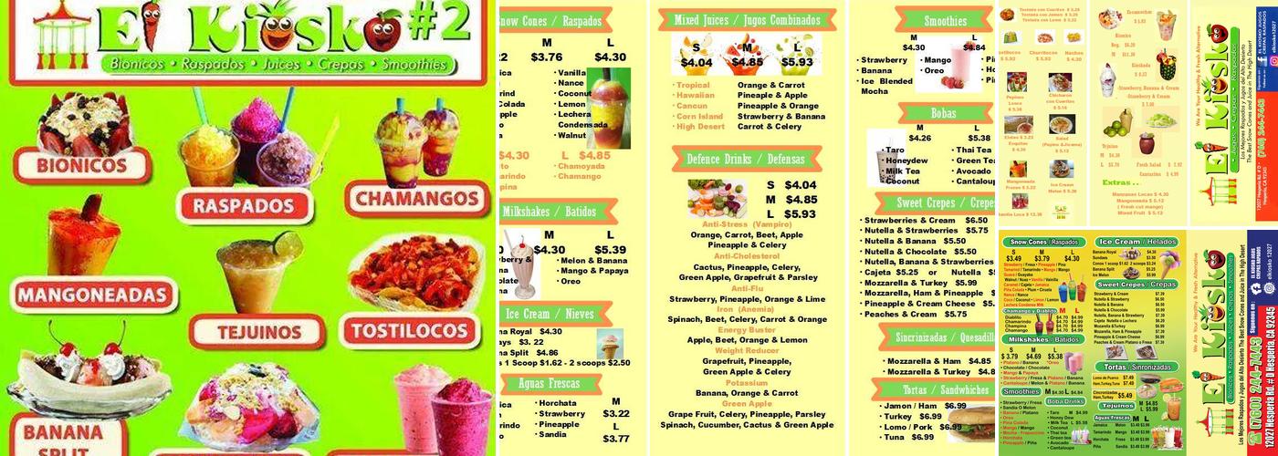 el kiosko 1 Menu