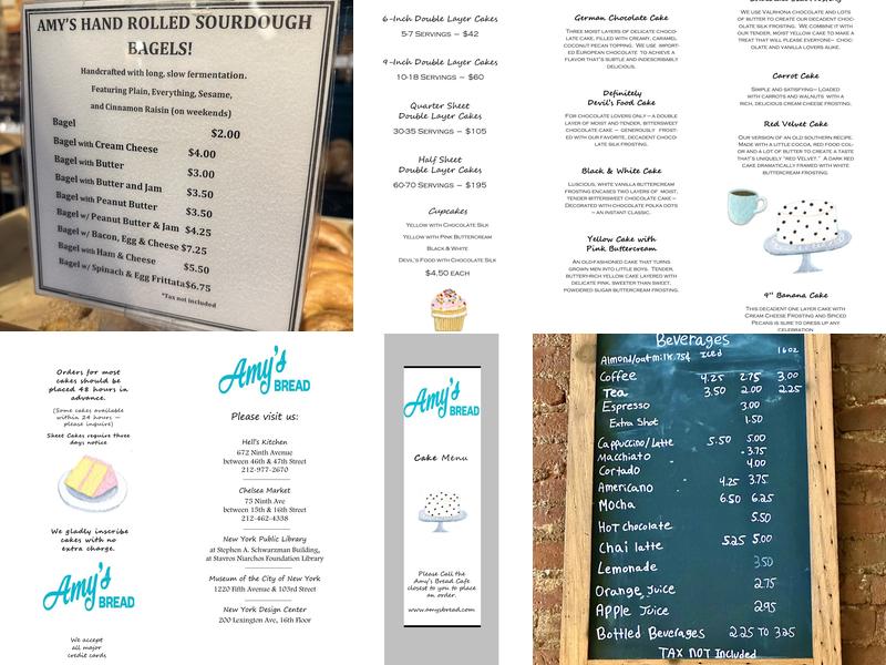 Amy's Bread Menu