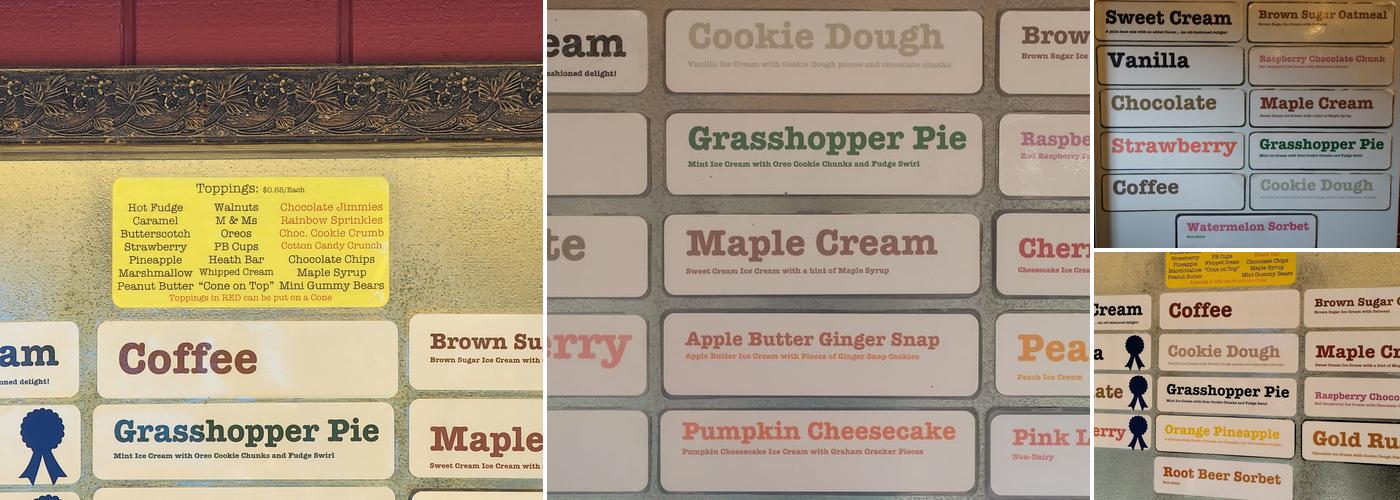 Ilsley's Ice Cream Menu