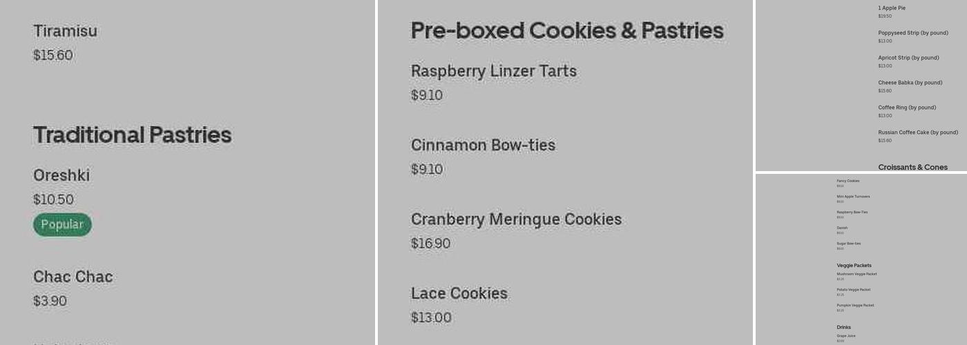Avraham Bakery Menu