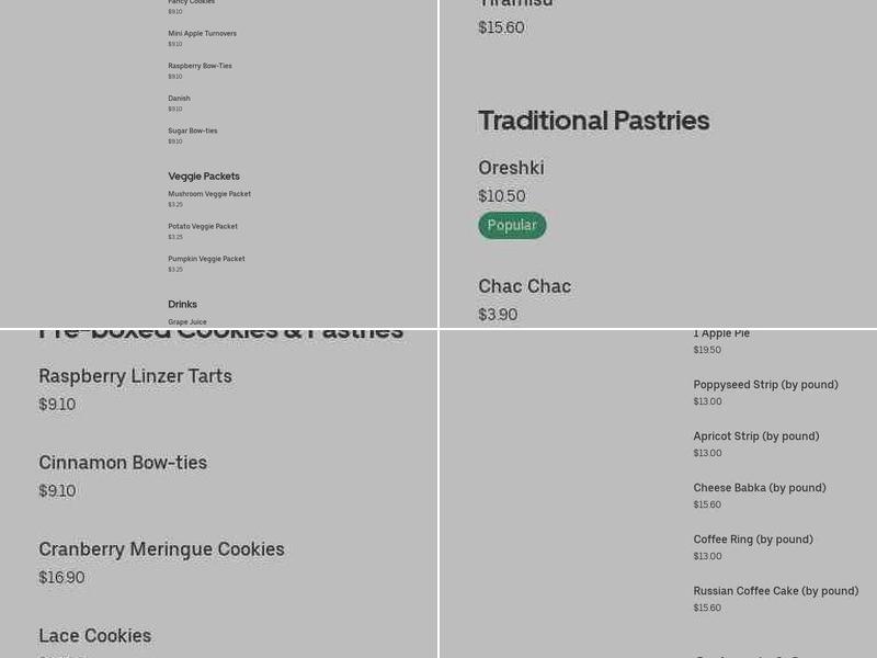 Avraham Bakery Menu