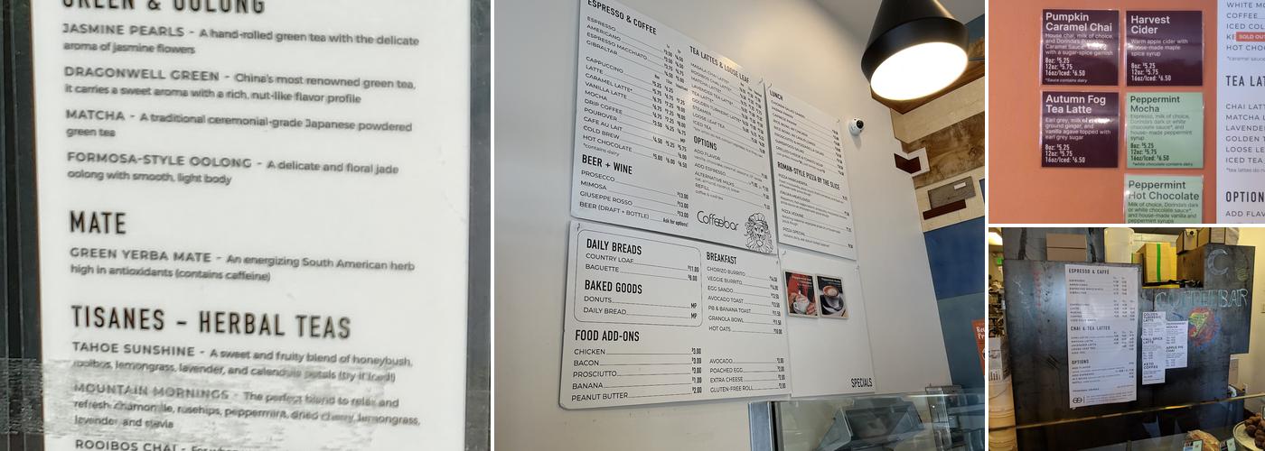 CoffeeBar Bakery Menu