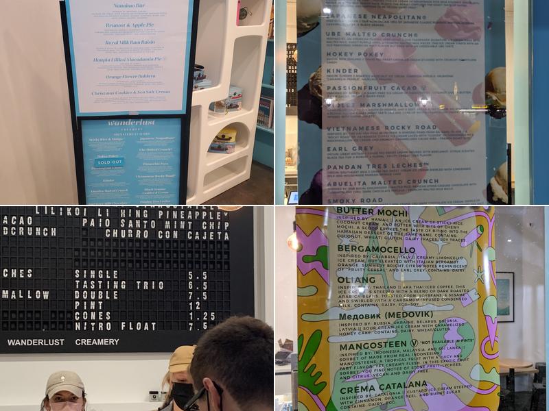 Wanderlust Creamery Menu