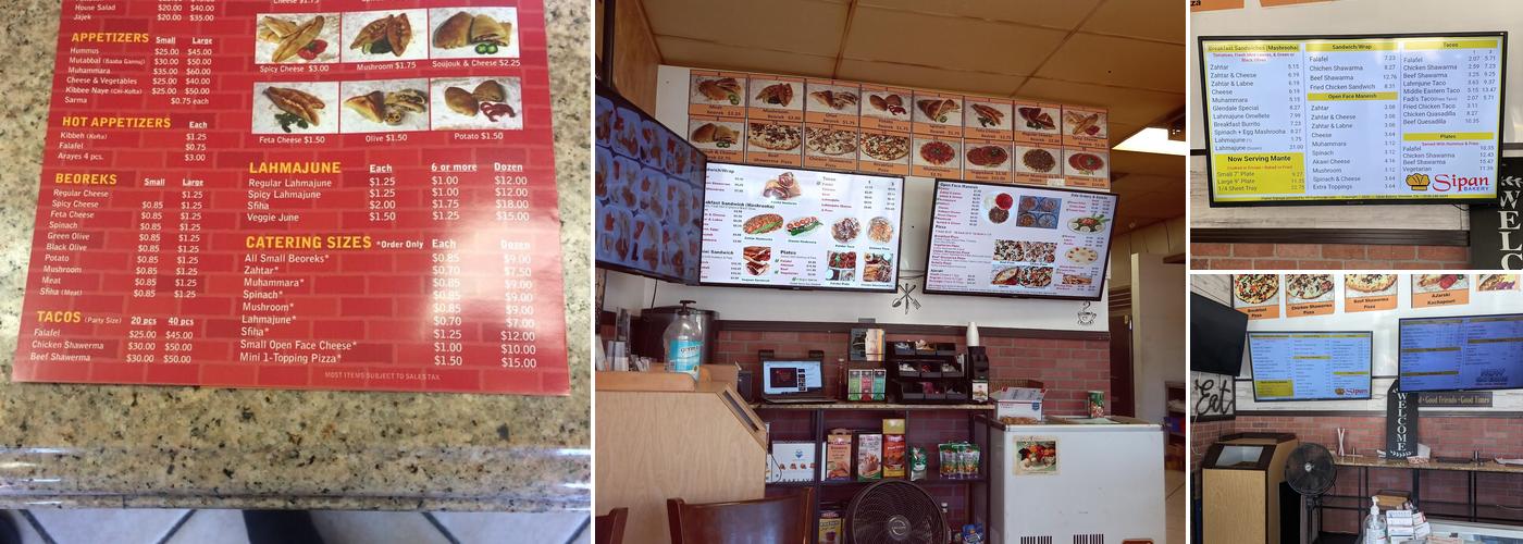 Sipan Bakery Menu