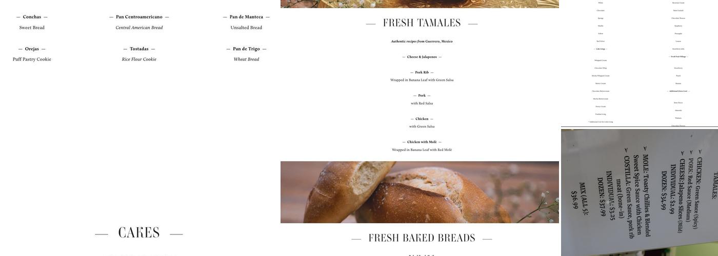 Jazmin's Bakery Menu