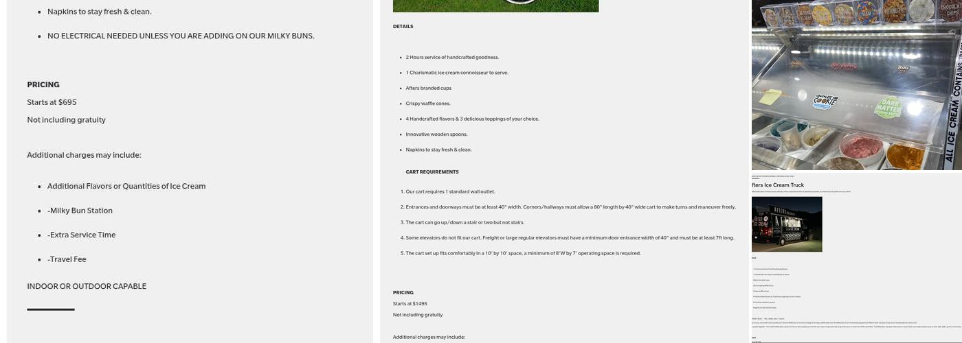 AFTERS Ice Cream Menu