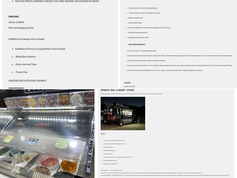 AFTERS Ice Cream Menu