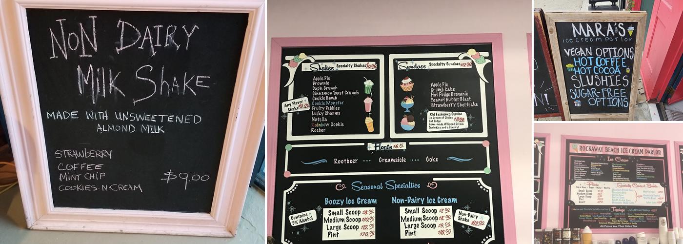 Mara's Ice Cream Parlor Menu