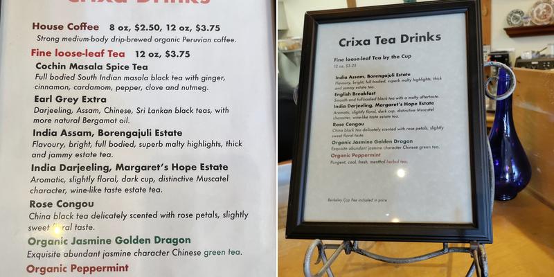 Crixa Cakes Menu