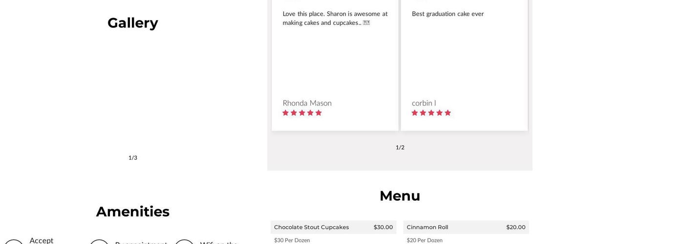 Crazy For Cupcakes Menu