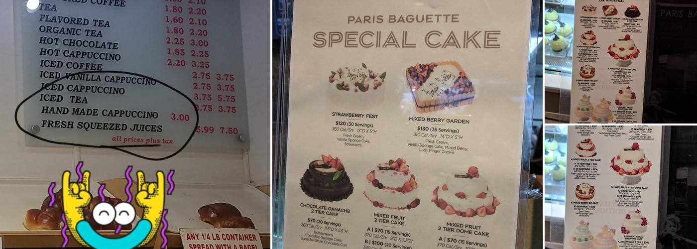 Paris Baguette Menu
