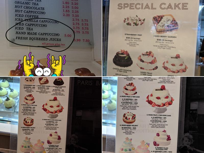 Paris Baguette Menu